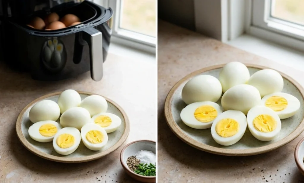 huevos cocidos freidora de aire
